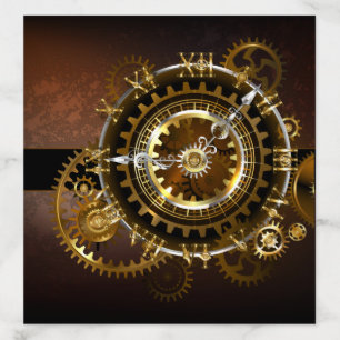 Steampunk clock with antique gears envelope liner