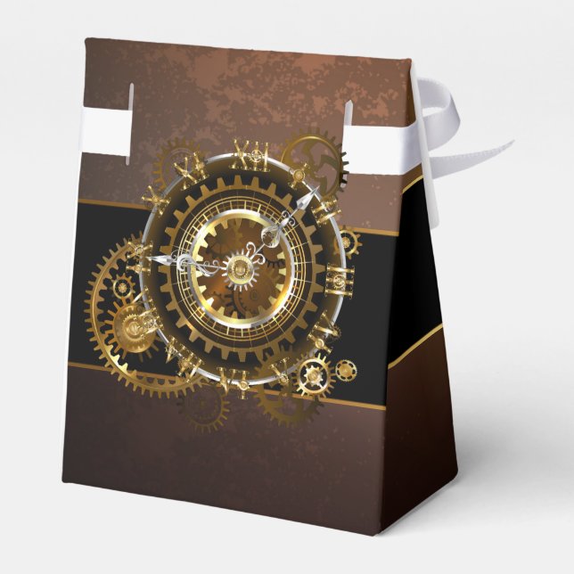 Steampunk clock with antique gears favor boxes (Back Side)