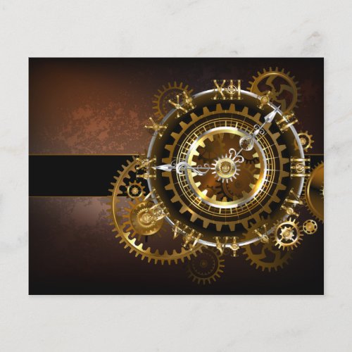 Steampunk clock with antique gears flyer