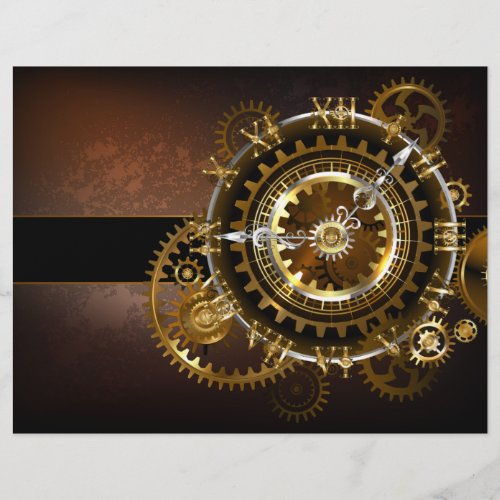 Steampunk clock with antique gears flyer