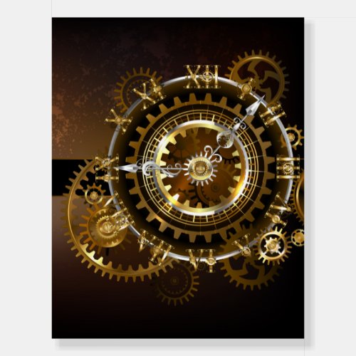 Steampunk clock with antique gears foam board