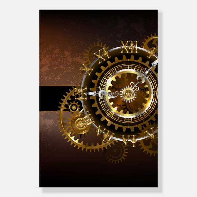 Steampunk clock with antique gears foam board (Front)