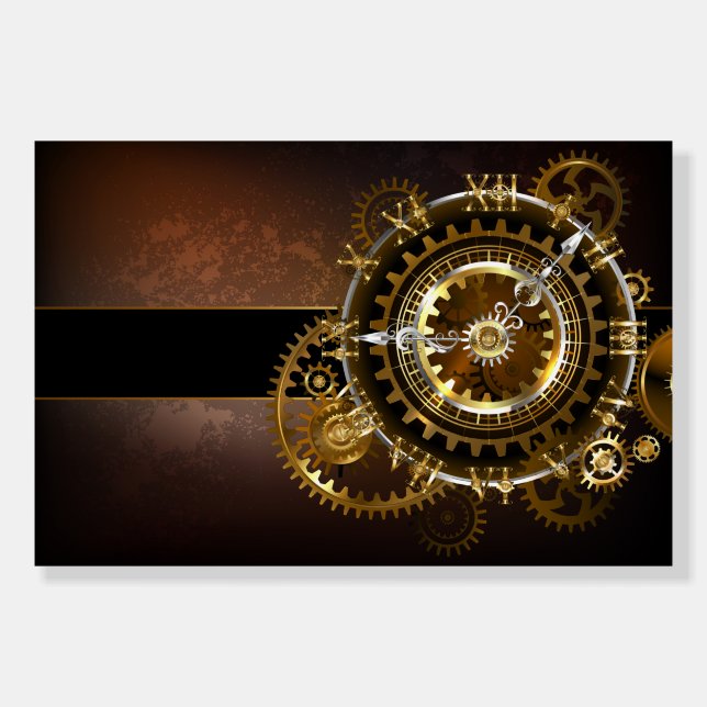 Steampunk clock with antique gears foam board (Front)