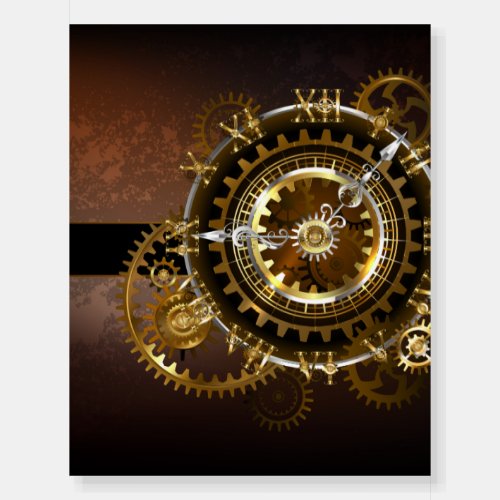 Steampunk clock with antique gears foam board