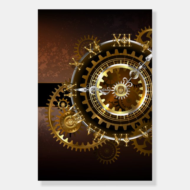 Steampunk clock with antique gears foam board (Front)