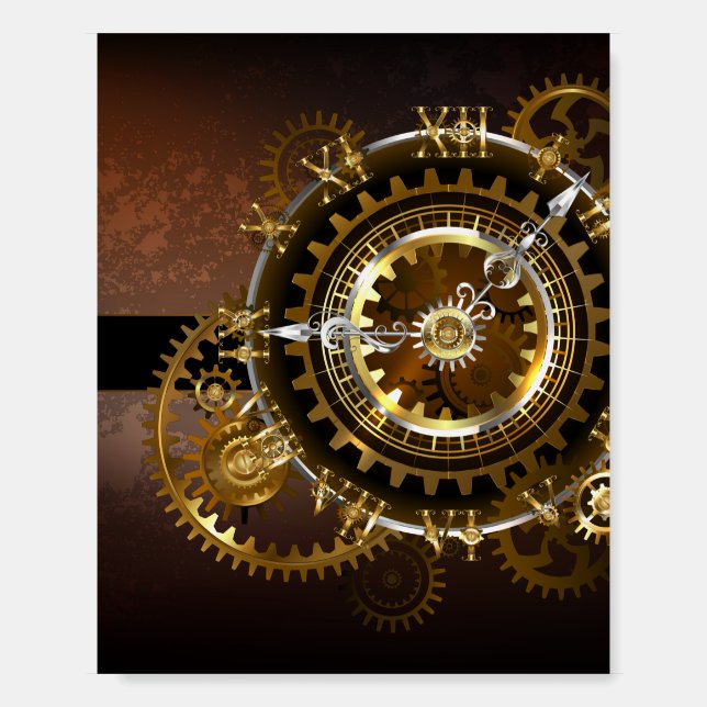 Steampunk clock with antique gears foam board (Front)
