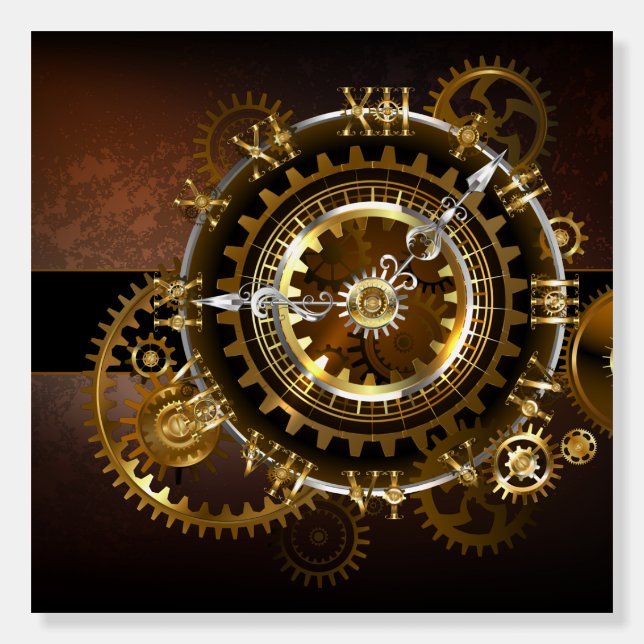 Steampunk clock with antique gears foam board (Front)