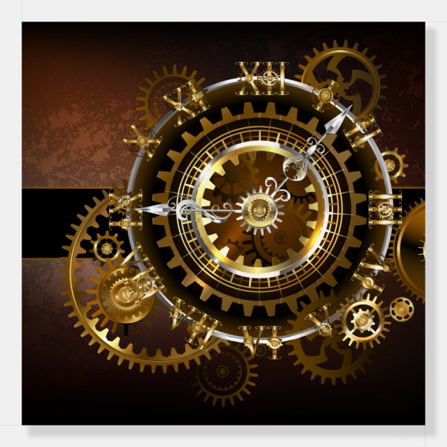 Steampunk clock with antique gears foam board (Front)