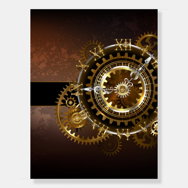 Steampunk clock with antique gears foam board (Front)