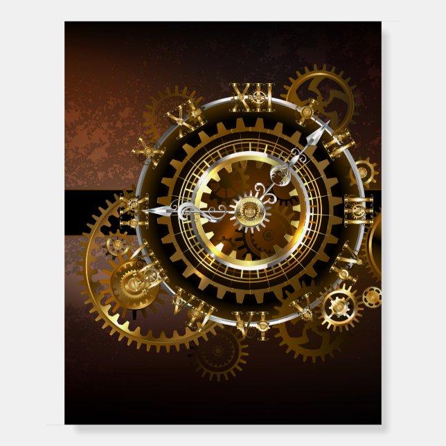 Steampunk clock with antique gears foam board (Front)