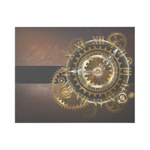 Steampunk clock with antique gears gallery wrap