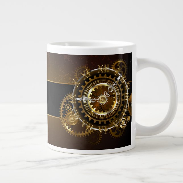 Steampunk clock with antique gears giant coffee mug (Right)