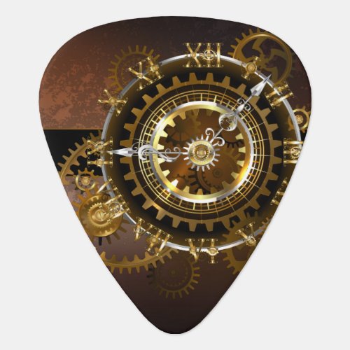 Steampunk clock with antique gears guitar pick