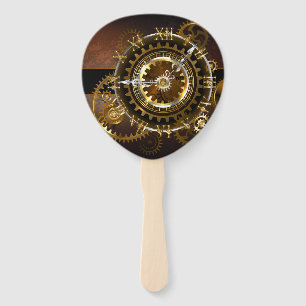 Steampunk clock with antique gears hand fan
