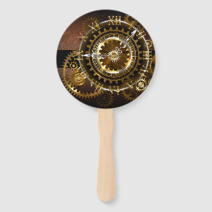 Steampunk clock with antique gears hand fan