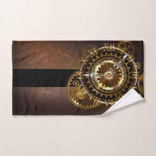 Steampunk clock with antique gears hand towel 