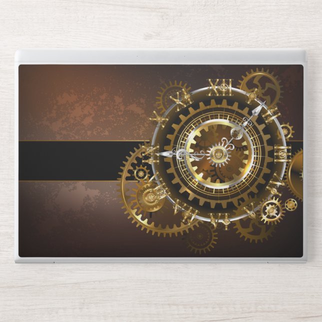 Steampunk clock with antique gears HP laptop skin (Front)