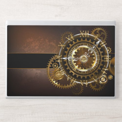 Steampunk clock with antique gears HP laptop skin