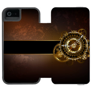 Steampunk clock with antique gears iPhone SE/5/5s wallet case
