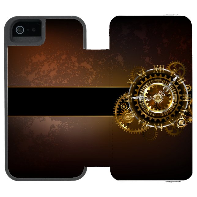 Steampunk clock with antique gears incipio iPhone wallet case (Folio Open)