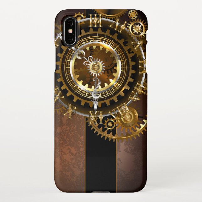 Steampunk clock with antique gears iPhone case (Back)