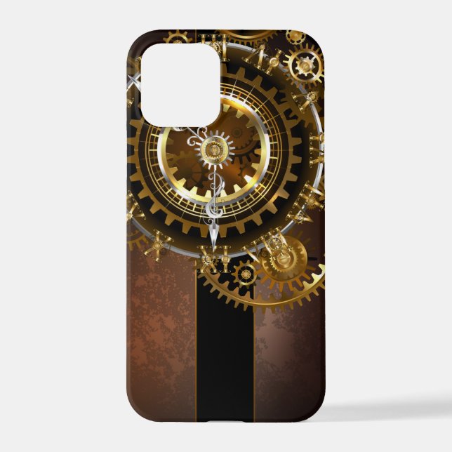 Steampunk clock with antique gears iPhone case (Back)