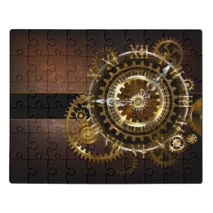 Steampunk clock with antique gears jigsaw puzzle
