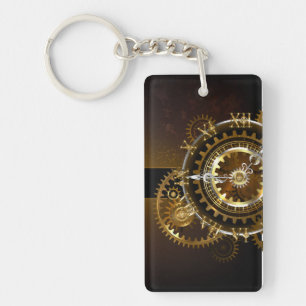 Steampunk clock with antique gears keychain
