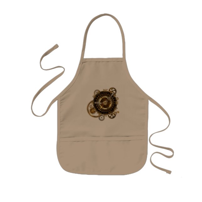Steampunk clock with antique gears kids' apron (Front)