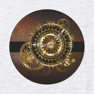 Steampunk clock with antique gears kids' labels
