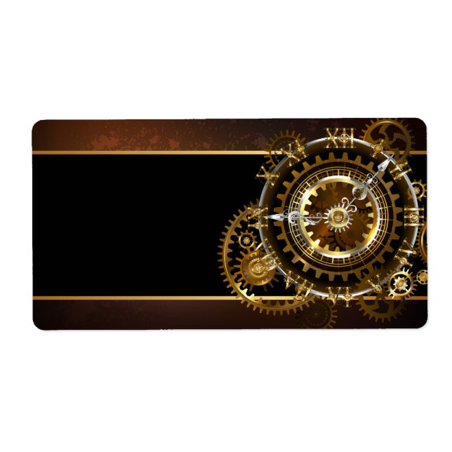 Steampunk clock with antique gears label (Front)