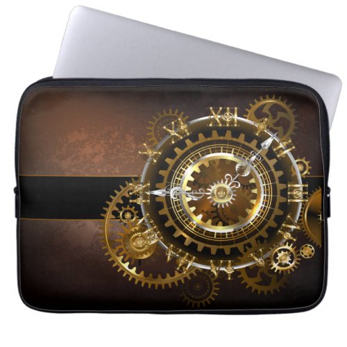 Steampunk clock with antique gears laptop sleeve