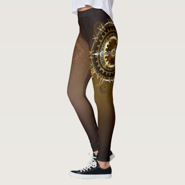 Steampunk clock with antique gears leggings (Left)