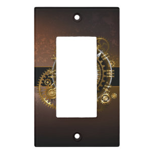 Steampunk clock with antique gears light switch cover