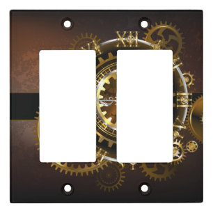 Steampunk clock with antique gears light switch cover