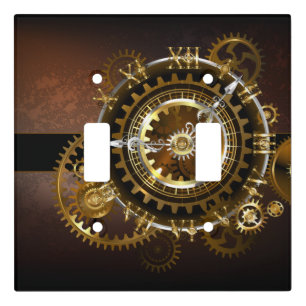 Steampunk clock with antique gears light switch cover