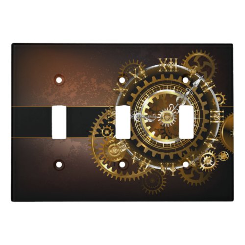 Steampunk clock with antique gears light switch cover