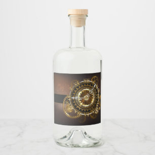 Steampunk clock with antique gears liquor bottle label