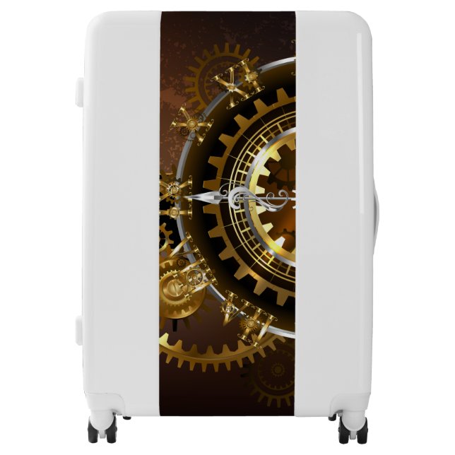 Steampunk clock with antique gears luggage (Front)