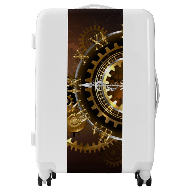 Steampunk clock with antique gears luggage (Front)