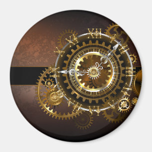 Steampunk clock with antique gears magnet