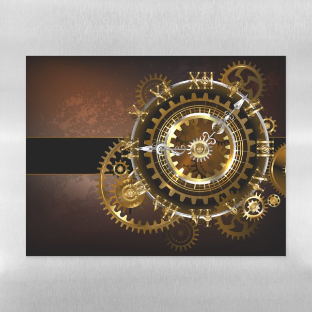 Steampunk clock with antique gears magnetic dry erase sheet (Horizontal)