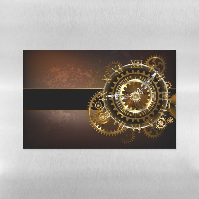 Steampunk clock with antique gears magnetic dry erase sheet (Horizontal)