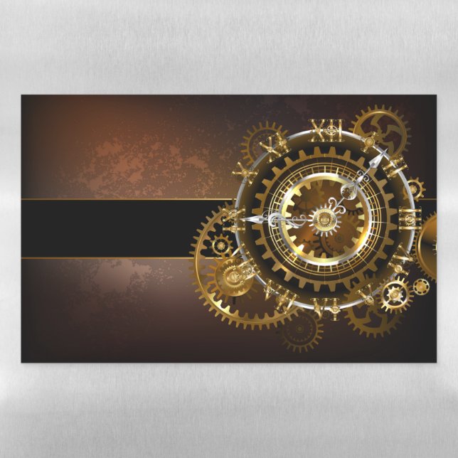Steampunk clock with antique gears magnetic dry erase sheet (Horizontal)