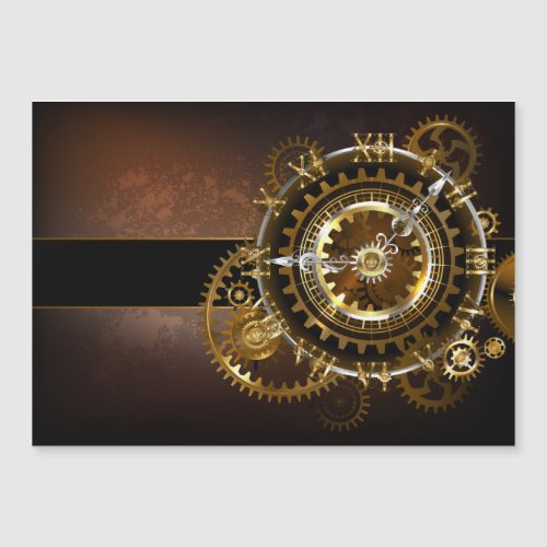 Steampunk clock with antique gears magnetic invitation
