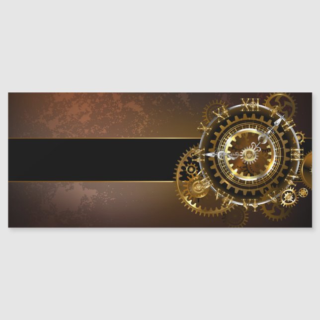 Steampunk clock with antique gears magnetic invitation (Front)