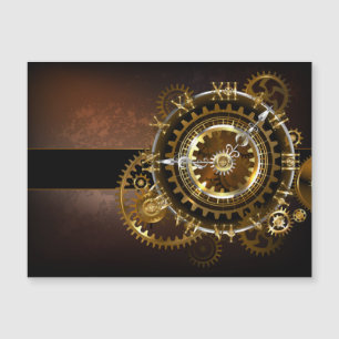 Steampunk clock with antique gears magnetic invitation