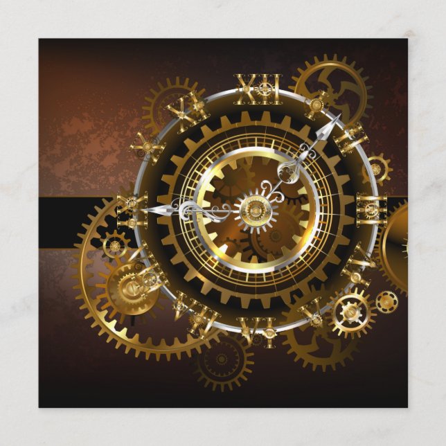 Steampunk clock with antique gears menu (Front)