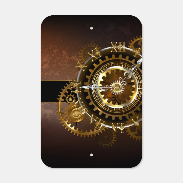 Steampunk clock with antique gears metal sign (Front)
