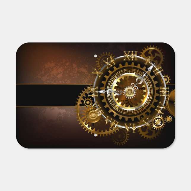 Steampunk clock with antique gears metal sign (Front)